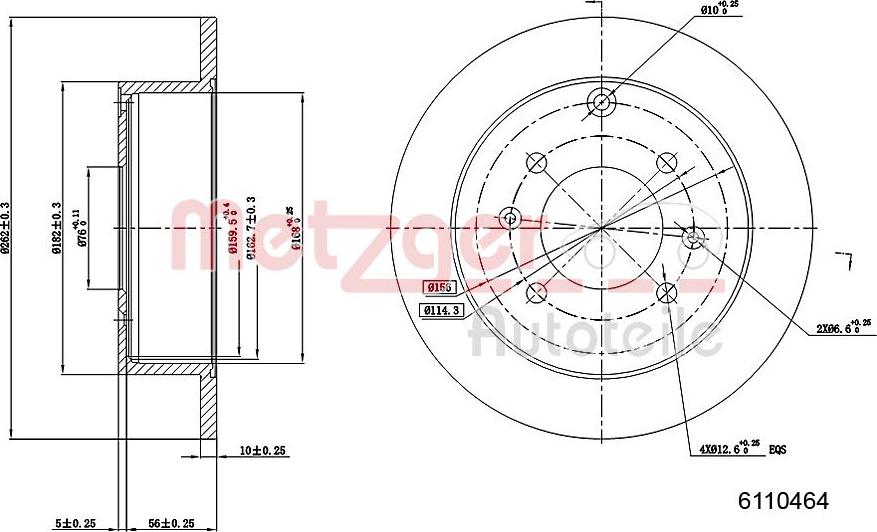 Metzger 6110464 - Bremžu diski www.autospares.lv