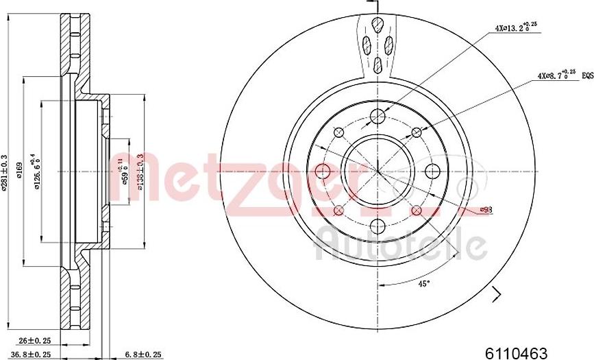 Metzger 6110463 - Bremžu diski autospares.lv