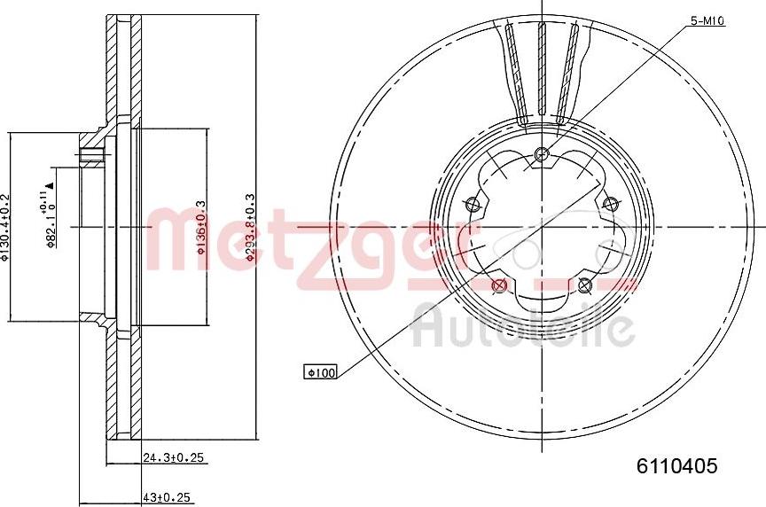 Metzger 6110405 - Bremžu diski autospares.lv