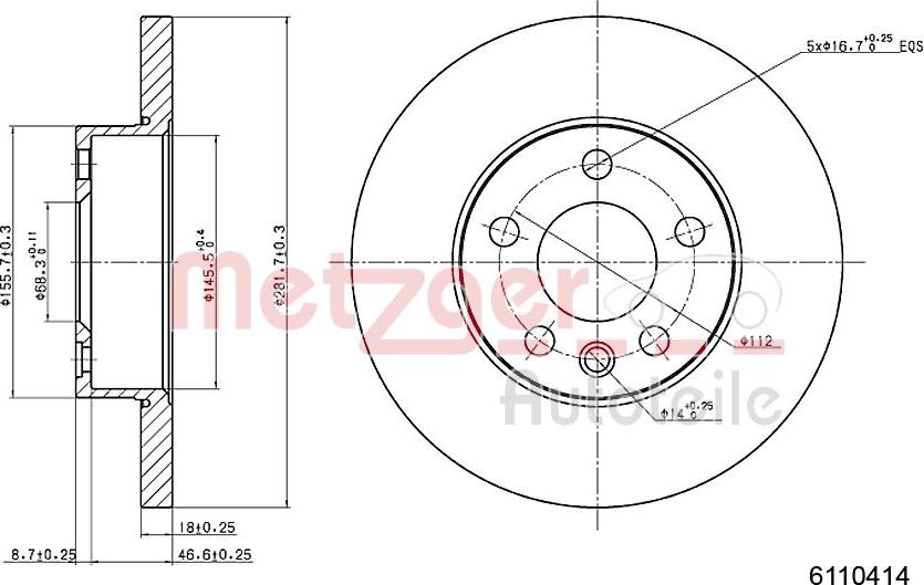 Metzger 6110414 - Тормозной диск www.autospares.lv