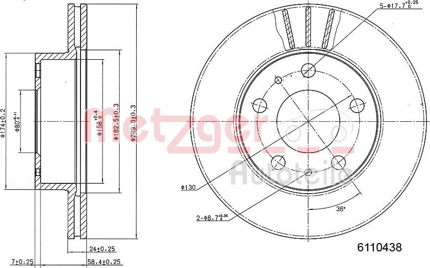 Metzger 6110438 - Bremžu diski autospares.lv