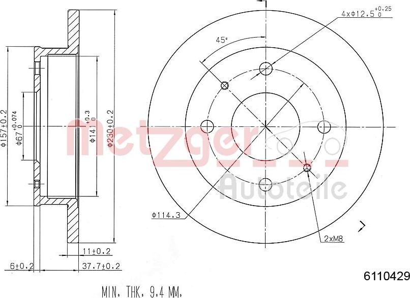 Metzger 6110429 - Bremžu diski www.autospares.lv