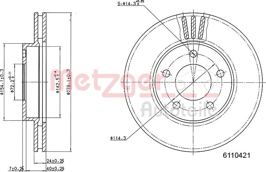 Metzger 6110421 - Bremžu diski www.autospares.lv