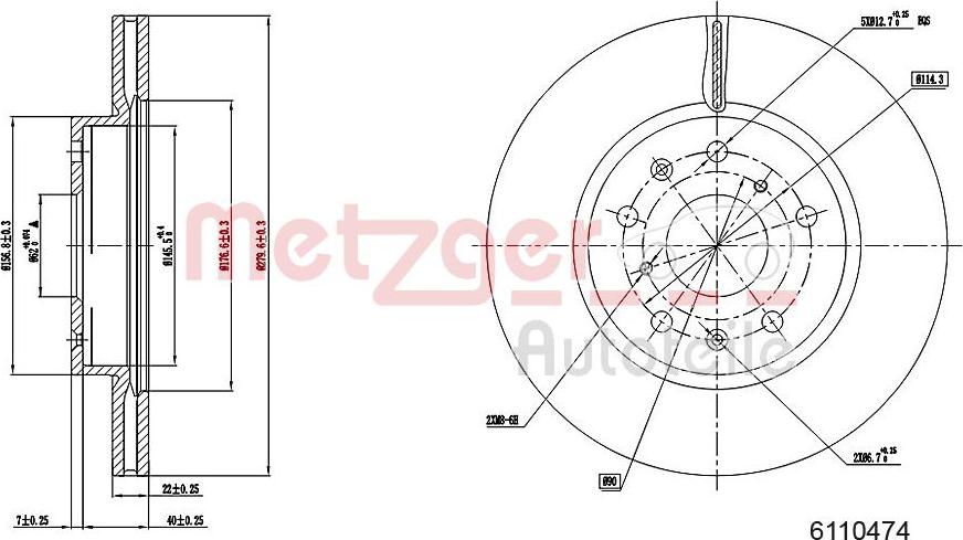 Metzger 6110474 - Bremžu diski www.autospares.lv