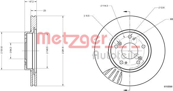 Metzger 6110599 - Bremžu diski www.autospares.lv