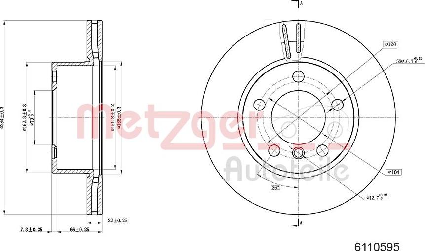 Metzger 6110595 - Bremžu diski www.autospares.lv