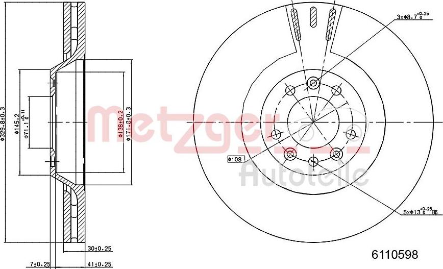 Metzger 6110598 - Bremžu diski www.autospares.lv