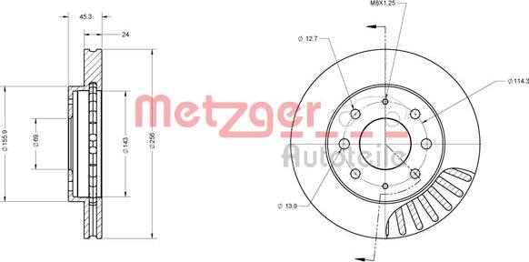 Metzger 6110546 - Тормозной диск www.autospares.lv