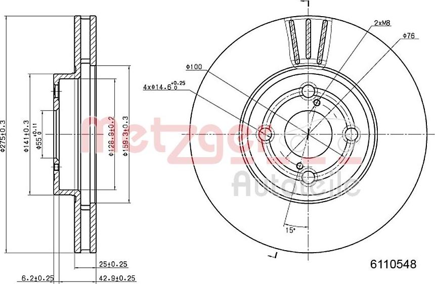 Metzger 6110548 - Bremžu diski www.autospares.lv