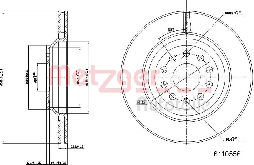 Metzger 6110556 - Bremžu diski www.autospares.lv