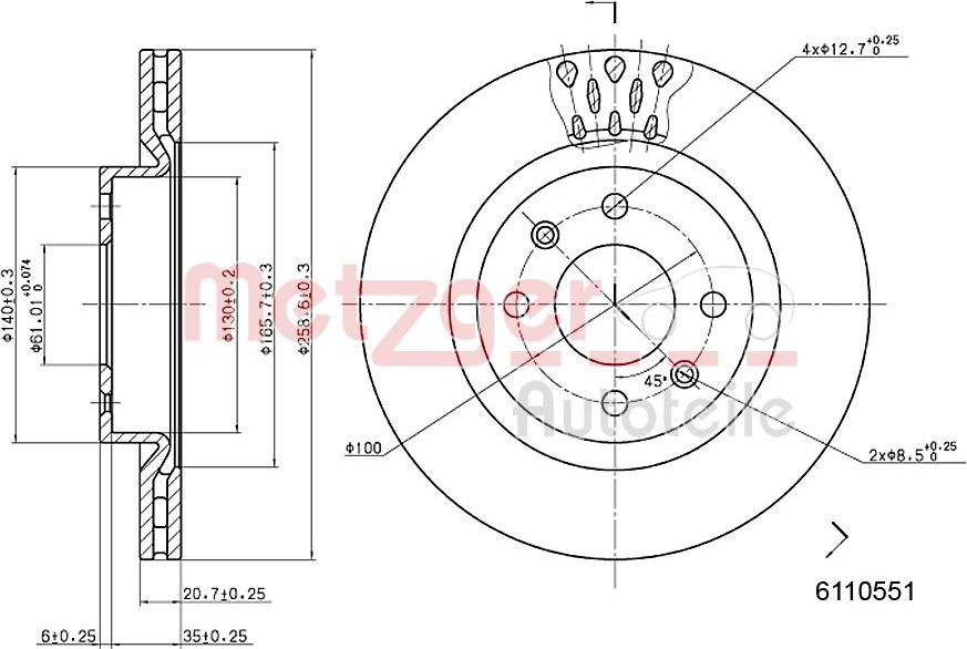 Metzger 6110551 - Bremžu diski www.autospares.lv