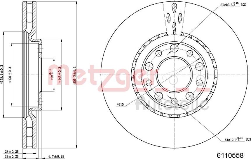 Metzger 6110558 - Bremžu diski www.autospares.lv