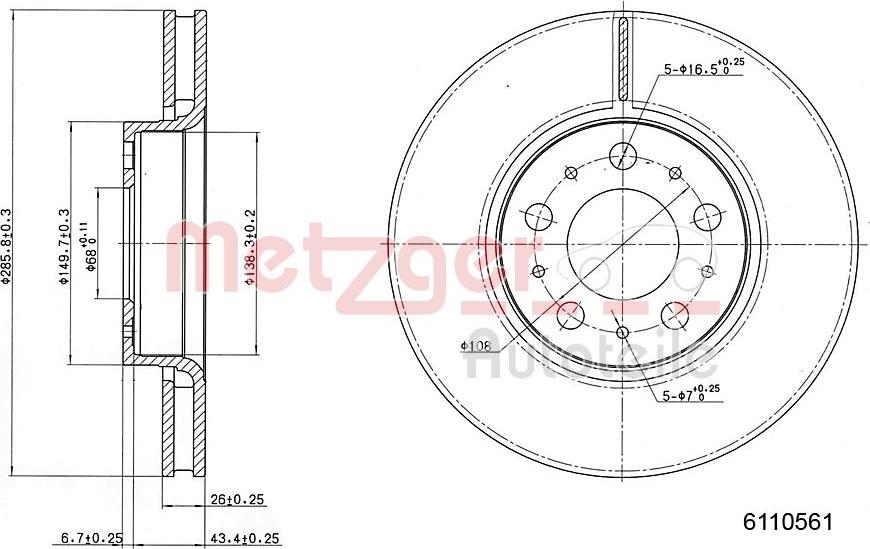 Metzger 6110561 - Bremžu diski www.autospares.lv