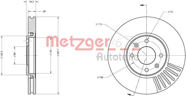 Metzger 6110562 - Тормозной диск www.autospares.lv