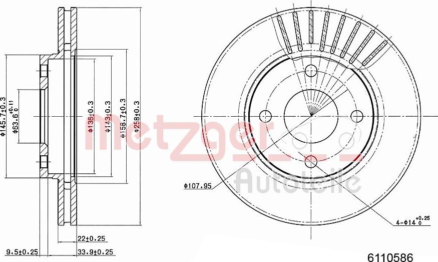 Metzger 6110586 - Тормозной диск www.autospares.lv