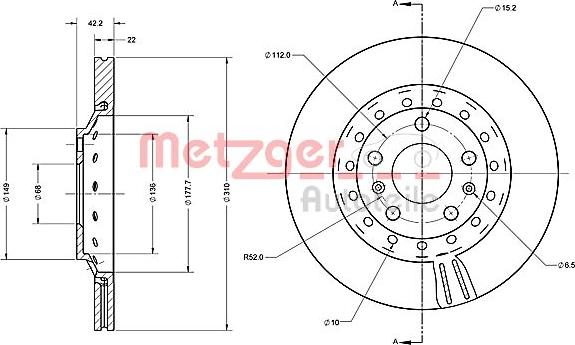 Metzger 6110588 - Bremžu diski www.autospares.lv