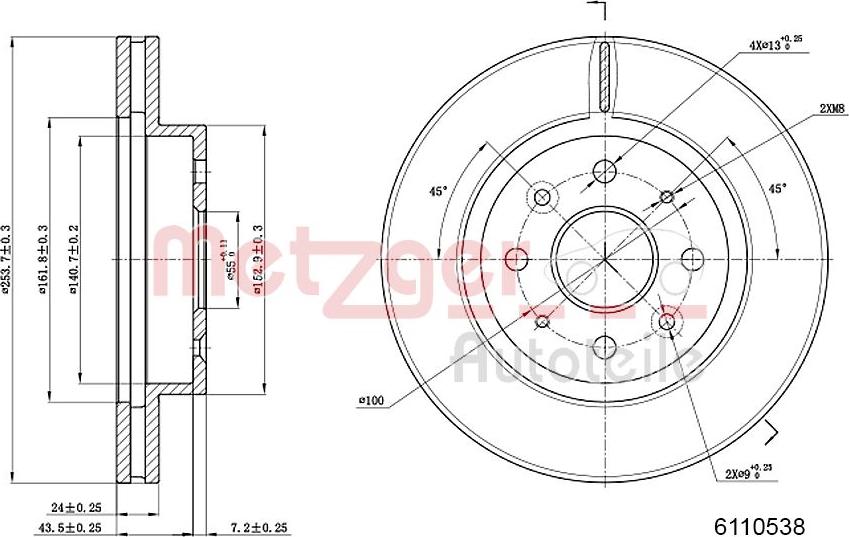 Metzger 6110538 - Bremžu diski www.autospares.lv