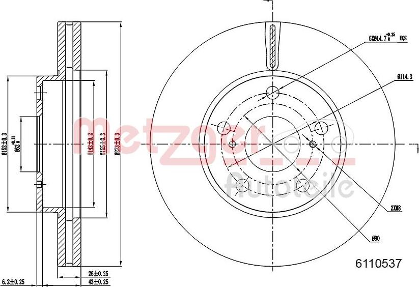 Metzger 6110537 - Bremžu diski autospares.lv