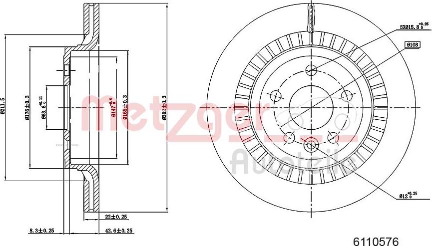 Metzger 6110576 - Bremžu diski www.autospares.lv