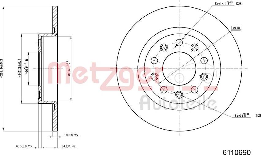 Metzger 6110690 - Bremžu diski www.autospares.lv