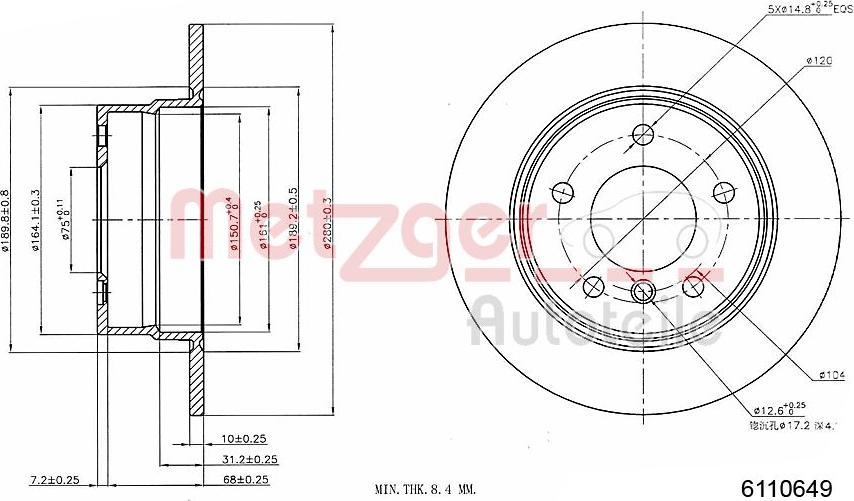 Metzger 6110649 - Bremžu diski www.autospares.lv