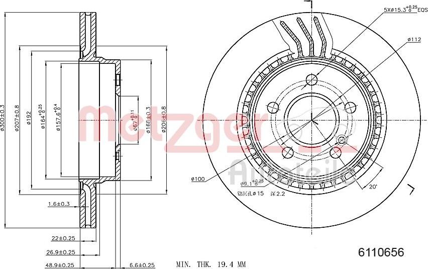 Metzger 6110656 - Bremžu diski www.autospares.lv