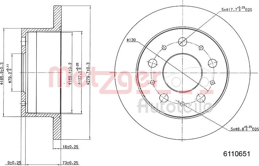 Metzger 6110651 - Тормозной диск www.autospares.lv