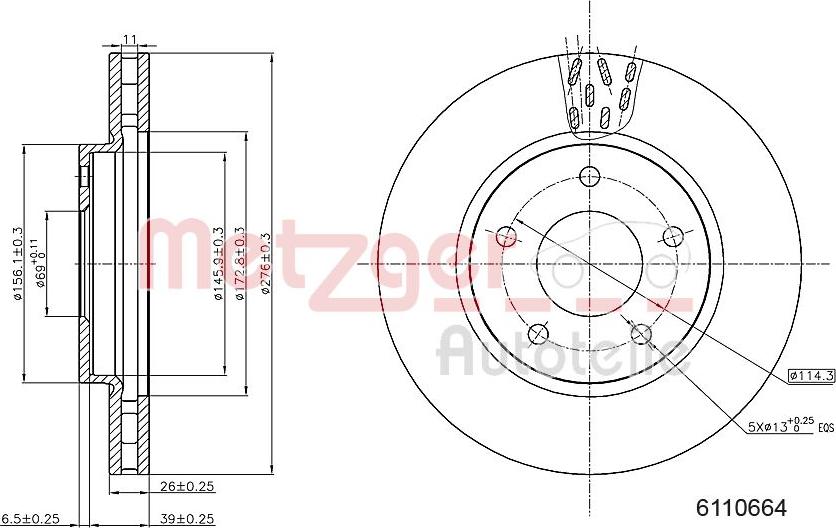 Metzger 6110664 - Bremžu diski www.autospares.lv