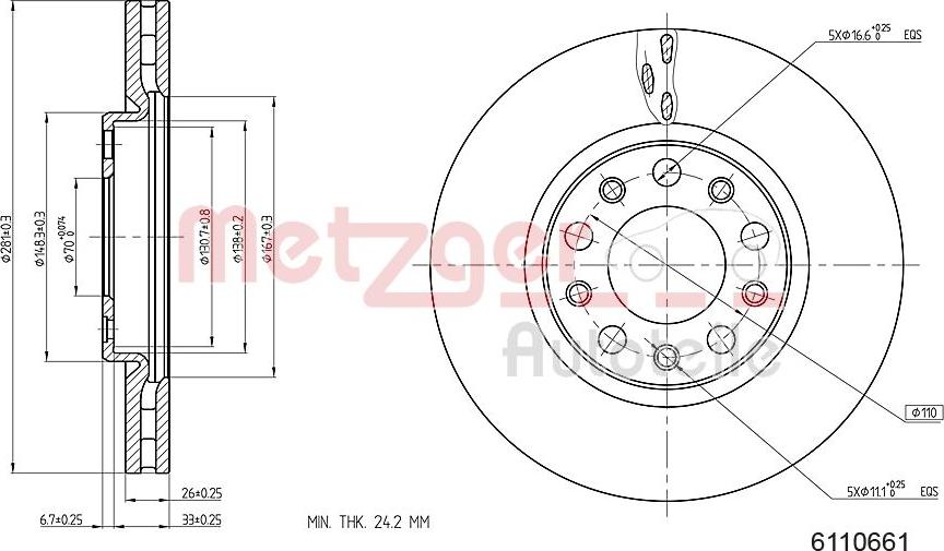 Metzger 6110661 - Bremžu diski autospares.lv