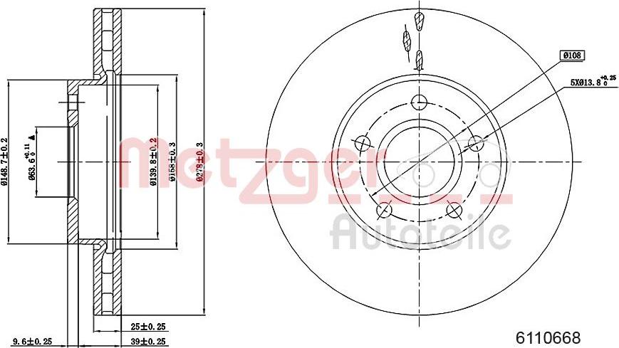 Metzger 6110668 - Brake Disc www.autospares.lv