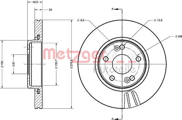 Metzger 6110600 - Bremžu diski www.autospares.lv