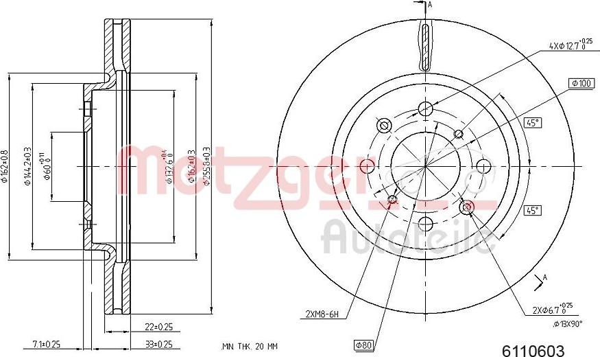 Metzger 6110603 - Bremžu diski autospares.lv