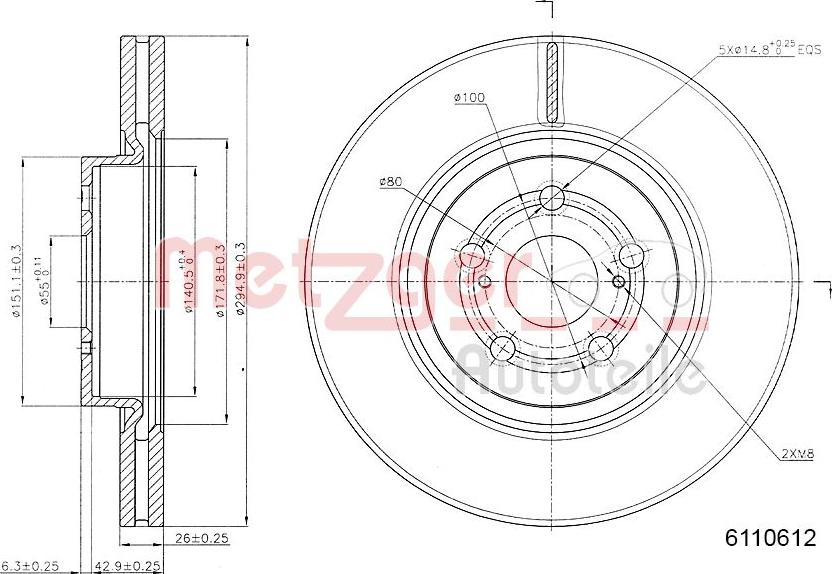 Metzger 6110612 - Bremžu diski www.autospares.lv