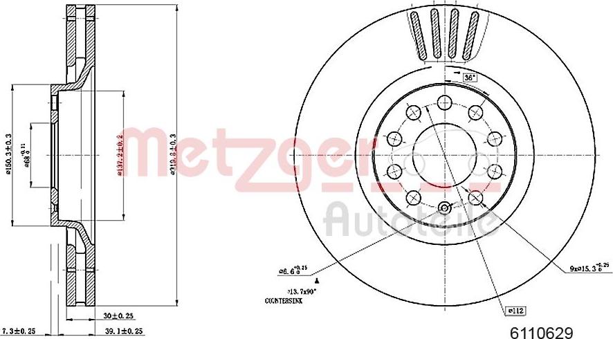 Metzger 6110629 - Bremžu diski autospares.lv