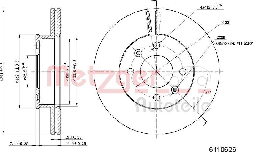 Metzger 6110626 - Bremžu diski www.autospares.lv