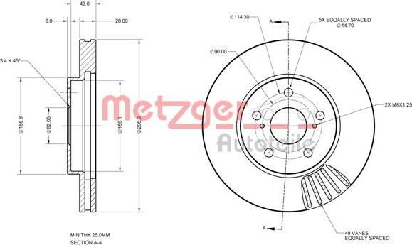 Metzger 6110623 - Bremžu diski autospares.lv