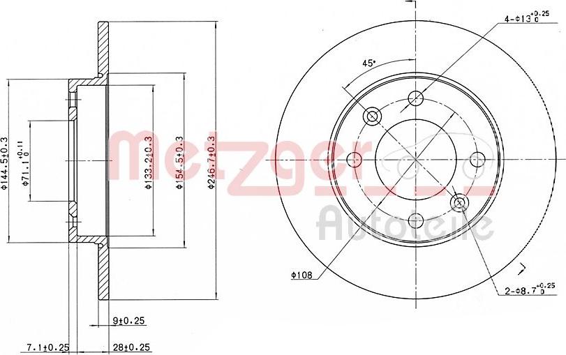 Metzger 6110094 - Brake Disc www.autospares.lv