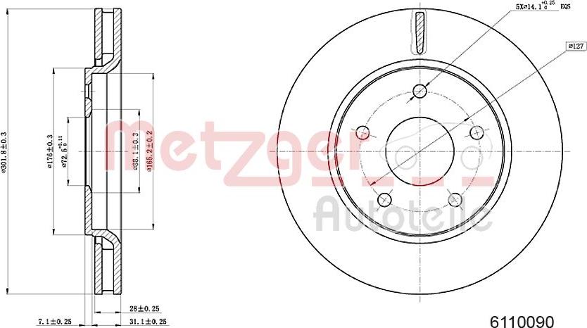 Metzger 6110090 - Bremžu diski www.autospares.lv