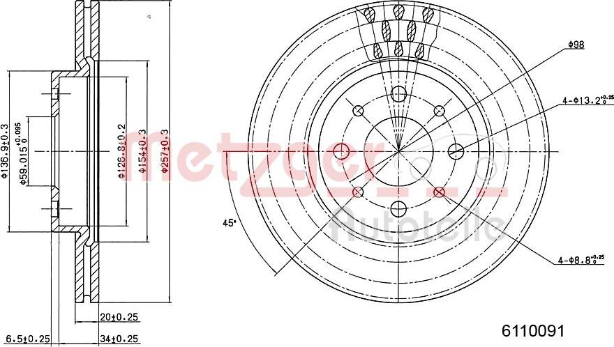 Metzger 6110091 - Bremžu diski autospares.lv