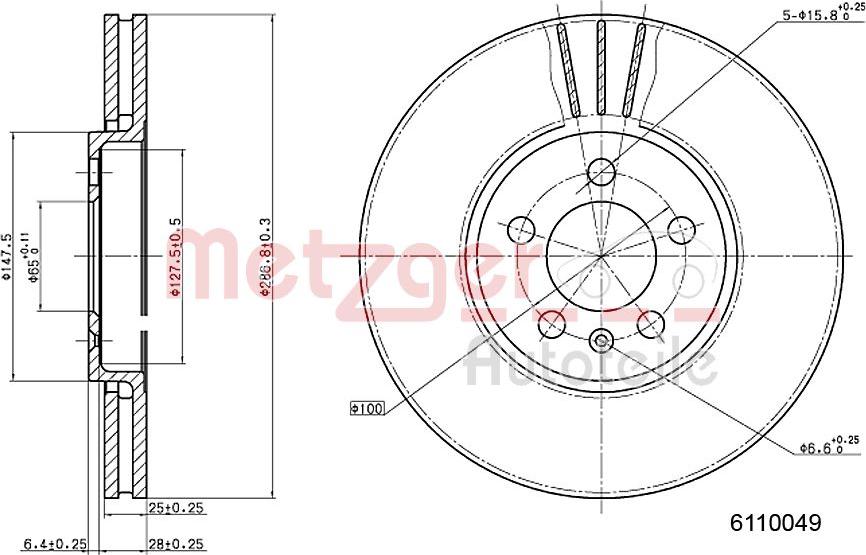 Metzger 6110049 - Bremžu diski www.autospares.lv