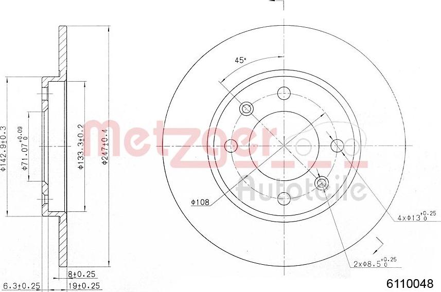 Metzger 6110048 - Bremžu diski autospares.lv