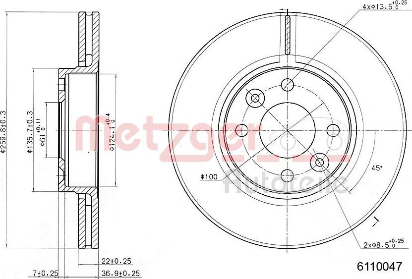 Metzger 6110047 - Bremžu diski www.autospares.lv