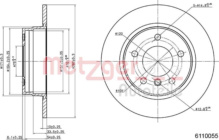 Metzger 6110055 - Bremžu diski www.autospares.lv