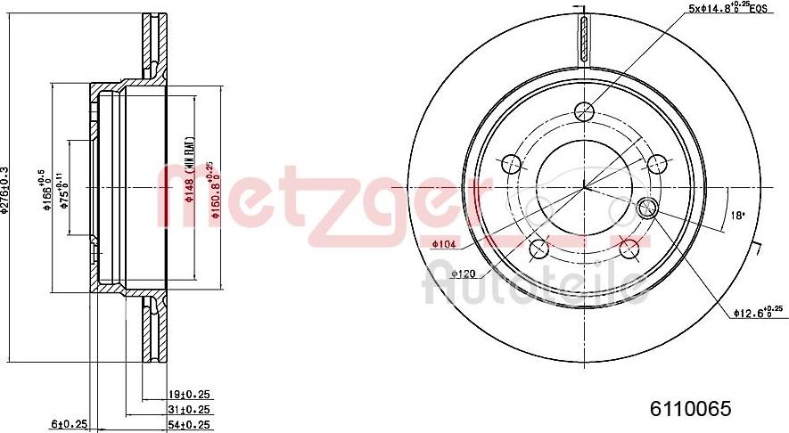 Metzger 6110065 - Тормозной диск www.autospares.lv