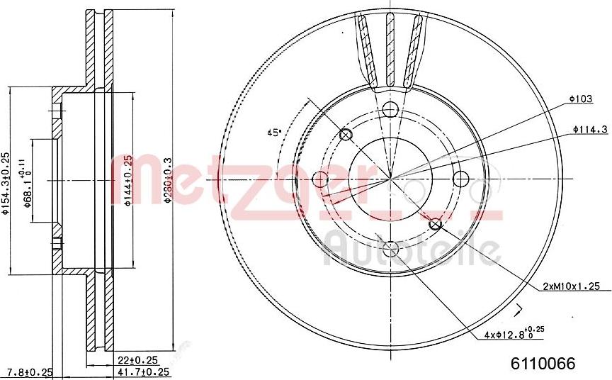 Metzger 6110066 - Bremžu diski www.autospares.lv