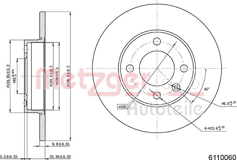 Metzger 6110060 - Brake Disc www.autospares.lv