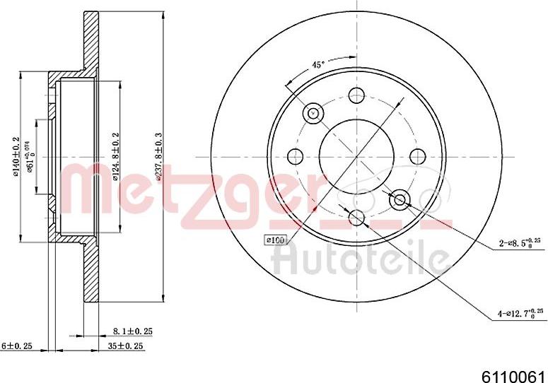 Metzger 6110061 - Bremžu diski autospares.lv