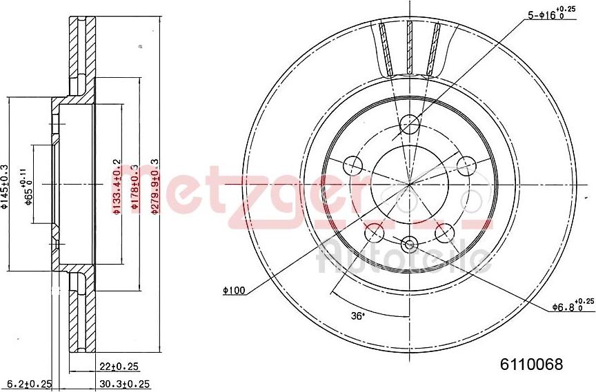 Metzger 6110068 - Bremžu diski www.autospares.lv