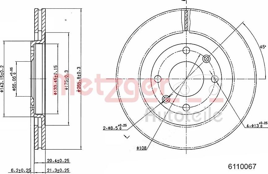 Metzger 6110067 - Тормозной диск www.autospares.lv