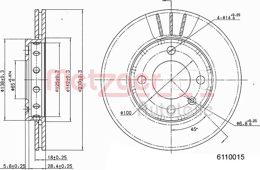 Metzger 6110015 - Bremžu diski www.autospares.lv